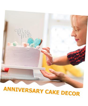 Mr & Mrs Cake Topper - Engagement & Anniversary Decor | Cupcake Insert & Sign | Silver 17.5x13CM - Buy Online on GoSupps.com