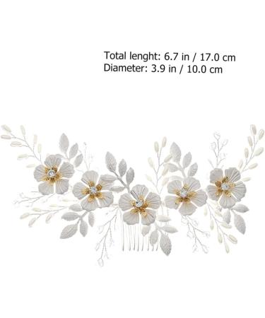Ipetboom 1pc White Leaf Comb Rhinestone Headpiece Pearl Hair Ties Bridal Hair Comb Beautiful Hair Accessory Bridal Floral Side Comb Prom Hair Clips Hair Pin Grace Bride Alloy Crystal Flower - Buy Online on GoSupps.com