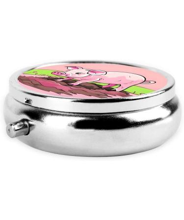 Pink Piglet Round Pill Box | 3 Compartment Portable Travel Organizer | Ideal for International Shipping - Buy Online on GoSupps.com
