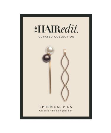 The Hair Edit Gold & Pearl Spherical Bobby Pins