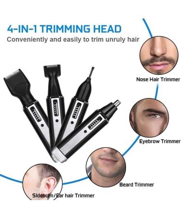 USB Rechargeable 4-in-1 Ear & Nose Hair Trimmer Kit - Portable Electric Eyebrow Shaper for Grooming | International Shipping Available - Buy Online on GoSupps.com