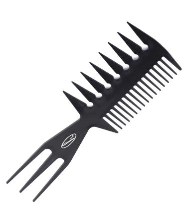Fine Lines - 3 in 1 Styling Comb - Hair Detangling and Shower Comb Great for Afro Wet or Curly Hair | Thick Plastic Black antistatic comb
