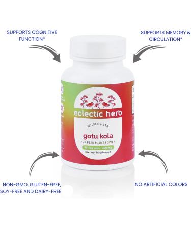 Eclectic Institute Gotu Kola 300 mg - 90 Non-GMO Veg Caps | Raw Fresh Freeze-Dried Supplement - Buy Online on GoSupps.com