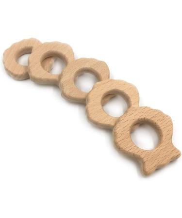 Wendysun 3pcs Cartoon Octopus Wood Teether Set - Natural Beech Teething Toy for Baby DIY Pendant - Buy Online on GoSupps.com