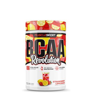 Musclesport BCAA Revolution Amino Acid Powder Supplement for Men & Women - Intra Workout Training Complex - Recovery Supplemen (Strawberry Lemonade, 30 Servings) Strawberry Lemonade 15.87 Ounce (Pack of 1)
