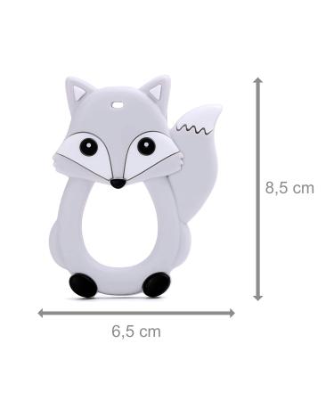 PREMYO Fox Teething Ring for Babies - BPA Free Silicone Cooling Teething Aid - Relieves Teething Pain - Soft Gray - Buy Online on GoSupps.com