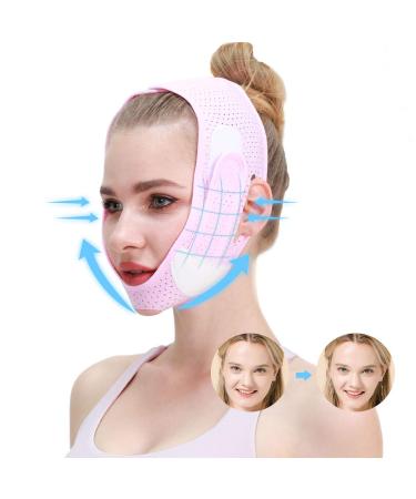 Face Slimming Strap  Double Chin Reducer  Pain-Free Facial Chin Slimmer Device  V Line Lifting Chin Band  Eliminates Sagging Skin Lifting Firming Anti Aging Breathable Face Shaper Strap pink