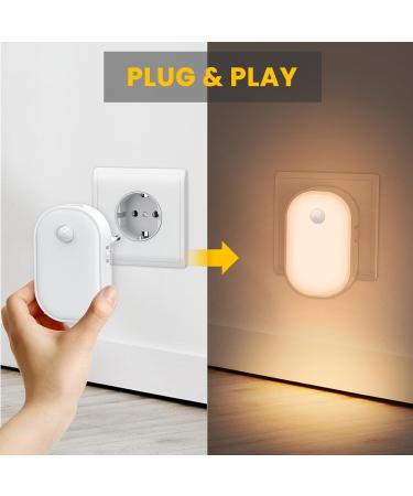 Teapd Night Light Socket with Motion Detector - 2 Pack Dimmable Warm White LED for Kids Twilight Sensor 3 Modes for Bedroom Staircase Hallway & Kitchen - Buy Online on GoSupps.com