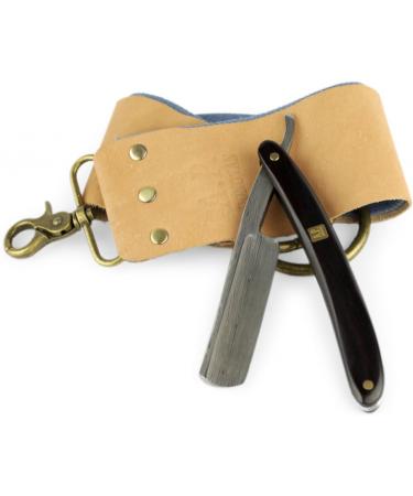 AP Donovan Luxury 7/8 Razor Set - Damascus Pattern - Sandalwood Shaving Brush & Strop - Premium International Shipping - Buy Online on GoSupps.com