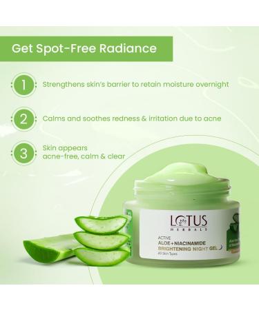 Lotus Herbals Active Aloe + Niacinamide Calm & Brighten Night Gel Hydrate the skin Parabenfree All skin types 50g - Buy Online on GoSupps.com