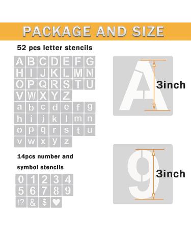 YEAJON 3 Inch Letter Stencils - 66 Pcs Reusable Plastic Alphabet Templates for Painting on Various Surfaces - Ideal for DIY Art Projects - Buy Online on GoSupps.com