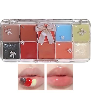 Lip Palette Set - 10 Glossy Lip Colors - Waterproof Lip Makeup Palette Moisturizing Jelly Tinted Lip Glosses for Women - Buy Online on GoSupps.com