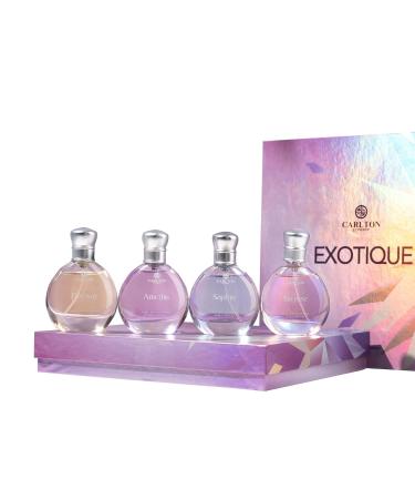 Carllton London Exo-tique Gift Set Of 4 Premium Perfume Liquid- 30Ml Each I Orange Cedar Honey And Rose Fragrance I Luxury Edp Perfume For Girls And Ladies | Flawless Gift Set For Women - Buy Online on GoSupps.com