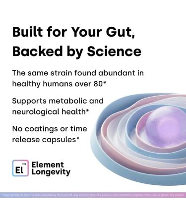 Element Longevity Human Strain Bifidobacterium Adolescentis Probiotic | Fewer Urgent Bowel Movements, Reduced Bloating/Gas, & Digestion Support | Clinically Studied Synbiotic | 30ct (30 Day Supply) - Buy Online on GoSupps.com