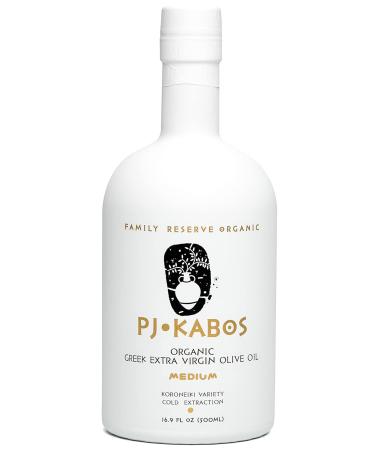 2023 Gold Medal Winner, High Phenolic (481mg/kg), USDA Organic Greek Extra Virgin Olive Oil, Vegan, Greece, Cold Extracted, 16.9 oz Bottle, Koroneiki, PJ KABOS “Family Reserve Organic -Medium”