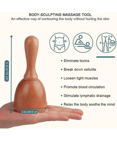 Wooden Handheld Massage Cup | Anti-Cellulite Lymphatic Drainage Tool for Muscle Tension Relief - Maderotherapy and Wood Therapy Trigger Point Release - Buy Online on GoSupps.com
