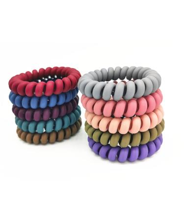 Spiral Hair Ties 10 PCS Coil Hair Elastics Phone Cord Hair Ties No Crease with 10 Colors for Girls Women
