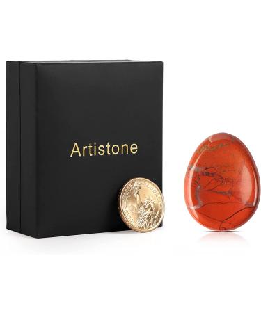Artistone Red Jasper Crystal Thumb Worry Stone - Hand Carved Healing Pocket Stone for Meditation and Reiki - Buy Online on GoSupps.com