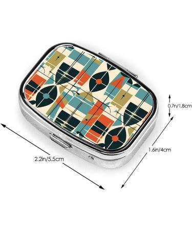 Modern Mid Century 2 Compartment Pill Case - Cute Travel Pill Organizer & Purse Pill Box for Pocket Gifts - Buy Online on GoSupps.com