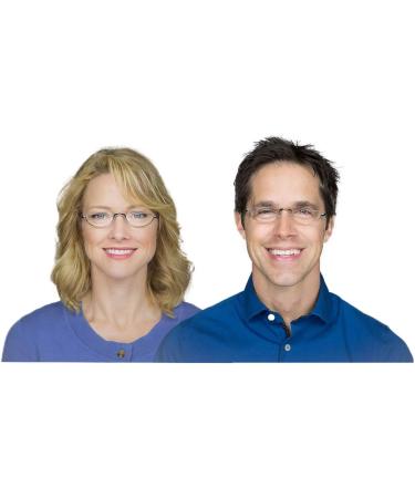 Half Frame Reading Glasses - 2 Pairs Metal Moon Readers for Men & Women - 2.00 Strength (Gray Black - Buy Online on GoSupps.com