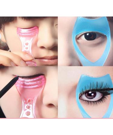 3PCS Plastic 3 in 1 Eyelash Tools - Mascara Shield Applicator Brush & Curler Guard with Comb | Blue Makeup Essentials for Perfect Lashes - Buy Online on GoSupps.com