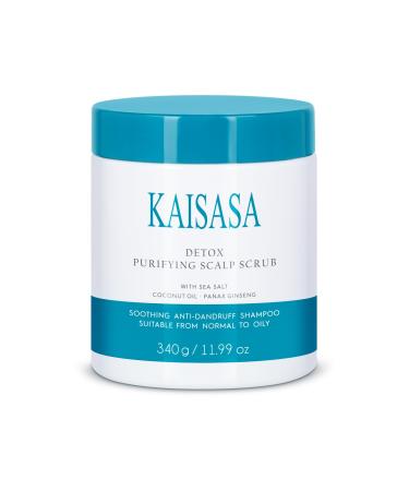 Exfoliating Scalp Scrub Treatment For Dry Itchy Scaly Flaky Hair Scrub with Sea Salt|Coconut Oil|Panax Ginseng for Dandruff.Removes Buildup Clarifying Scalp.Large Capacity Dandruff Upgrade.11.99fl oz