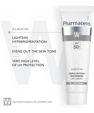 Pharmaceris W Albucin Triple Action Whitening Day Cream SPF 50 Cream for Discolored Skin UV Protection 4% Niacinamide Vitamin E - 30 ml - Buy Online on GoSupps.com
