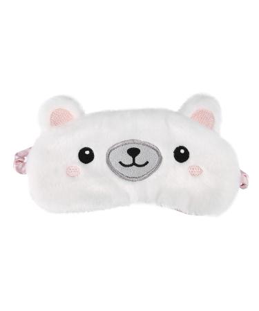 2 Styles Eye Cover Cute Animal Bear Eye Cover Sleeping Mask Christmas Winter Carton Nap Eye Shade Mask Blocking Light Relaxing Eyes(White Bear)