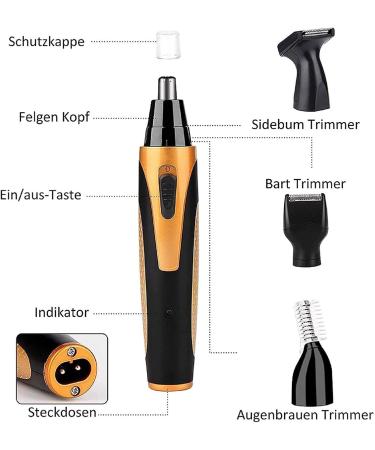 4 in 1 USB Rechargeable Nose Hair Trimmer - Waterproof Cordless Ear & Nose Clipper for Men & Women - Buy Online on GoSupps.com