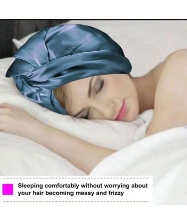 Double Layer Silk Bonnet for Curly Hair - Peacock Blue | Satin Night Cap for Sleeping, Washing, Makeup & Sport - Buy Online on GoSupps.com