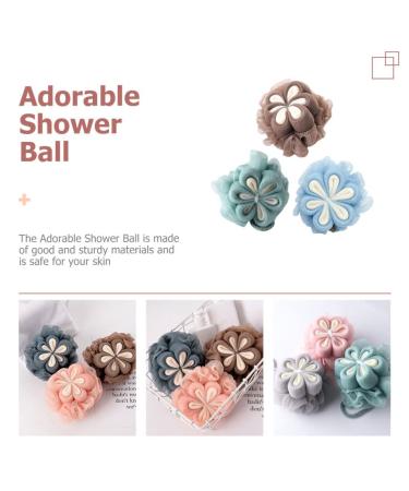 Buy Minkissy 3pcs Bath Ball & Flower Loofah Set - Soft Exfoliating Bath Sponge for Kids & Adults - Portable Shower Scrub for Clean & Healthy Skin - Buy Online on GoSupps.com