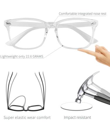 COOLOO Blue Light Blocking Glasses Gaming Computer Glasses Anti Glare Headache Eyes Strain Glasses with Blue Light Filter Super Light Weight Fashion 02-transparent - Buy Online on GoSupps.com