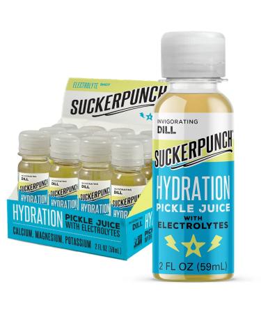 SuckerPunch Portable Hydration 2oz Pickle Shot | Calcium, Magnesium, Potassium | Electrolyte Drink | Invigorating Dill Juice | 12-count | Non-GMO