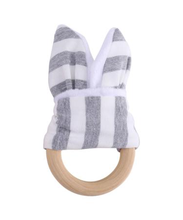 Natural Wooden Teething Rings for Babies - 2Pcs Teether Set for Boys & Girls (Gray) - Safe & Stylish Teething Solution - Buy Online on GoSupps.com