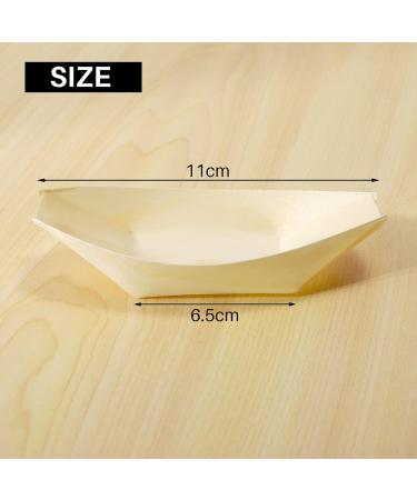 piuryue 50x Finger Food - Bowls Boat" Biodegradable Wood 11 cm x 6.5 cm - Buy Online on GoSupps.com