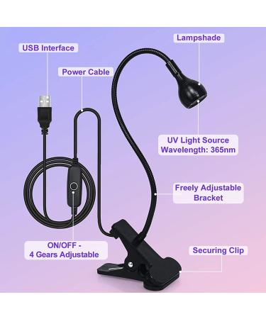 TOEDO 3W UV LED Gel Nail Lamp | 4 Levels Setting Gooseneck Lamp Clip | Professional Nail Dryer for Gel Polish | Black Nail Art Accessories - Buy Online on GoSupps.com