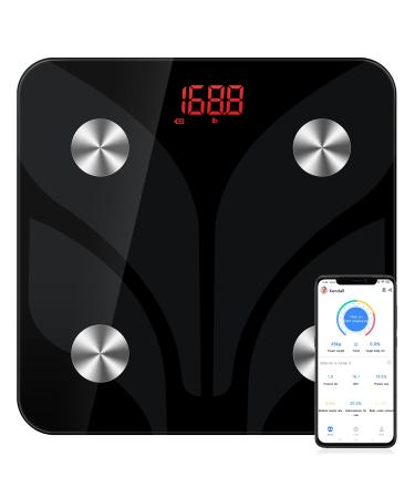 Smart Bluetooth Body Fat Scales: Digital Weight Scale Bathroom Accurate Fit Composition Analyzer Health Loss Monitor Tracker Device for Body Weight Water Bmi Percentage Fitness Sync app 400lb Black