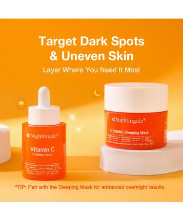 NIGHTINGALE C-TONING VITAMIN C SERUM For Face Anti Aging and Skin Brightening with Vitamin C Niacinamide Hyaluronic Acid Vitamin E Adenosine Reduces dark Spots uneven skin Tone 1.69fl.oz(50ml) - Buy Online on GoSupps.com