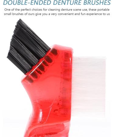 Denture Care Brush Set 4pcs Small Hard Toothbrushes for Oral Care and Retainers - Dual Head Interspace Design for Effective Cleaning - Plastic Brushes for Adults - Buy Online on GoSupps.com