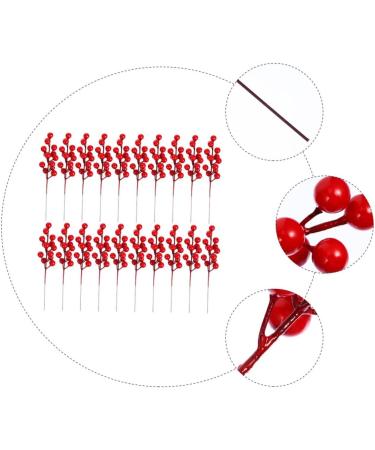 ABOOFAN 50 Pcs Artificial Berry Cuttings Artificial Berry Stems Pick Christmas Tree Decoration Ornaments Christmas Red Berries Branches Artificial Berry Branches Red Fruit Foam Fork - Buy Online on GoSupps.com