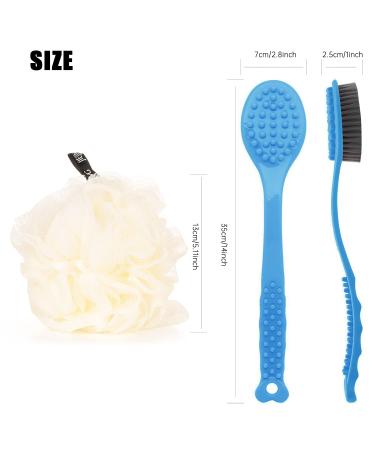 Qicheng & Lys Long Handle Bath Brush - Soft Body Back Sponge & Loofah Balls with Hooks (Blue + White) - Perfect for International Shipping - Buy Online on GoSupps.com
