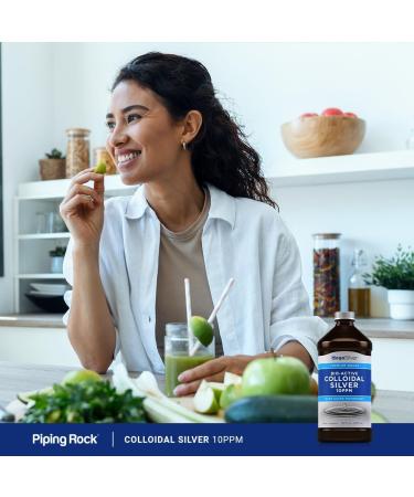 Piping Rock Colloidal Silver Liquid 16 fl oz | 10 PPM Bio-Active Nano Silver Supplement - Non-GMO & Gluten-Free - Buy Online on GoSupps.com