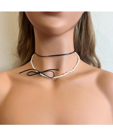 OralGos Elegant Double Layer Leather Necklace with Bow Collar - Stylish Gray Accessory for Daily Wear | International Shipping Available - Buy Online on GoSupps.com