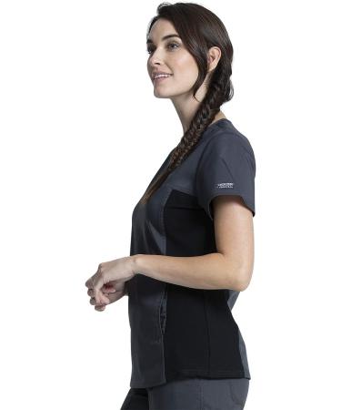 Women's Workwear Revolution V-Neck Scrubs | Soft Stretch Knit Sides | Medium Pewter - Buy Online on GoSupps.com