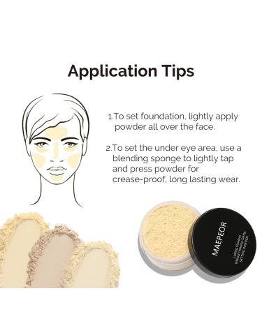 MAEPEOR Loose Face Powder - Matte Oil-control Setting Powder for Smooth, Lightweight & Poreless Finish - Includes Powder Puff - 0.49 OZ Translucent - Buy Online on GoSupps.com