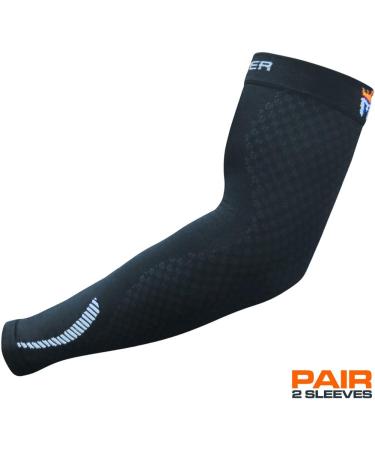 Meister HEX Graduated Compression Arm Sleeves - Black X-Large for Basketball Football & All Sports - International Shipping Available - Buy Online on GoSupps.com