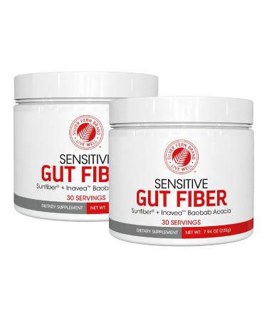 Sensitive Gut Fiber Supplement - Each Tub 30 Scoops 30 Day Supply - 6 Grams of Dietary Fiber Per Serving - with Galactomannan Guar Fiber Baobab Fruit Powder Acacia Fiber 30.0 Servings (Pack of 1)