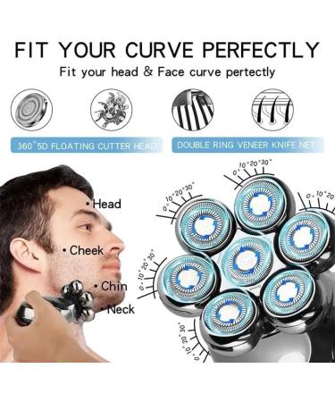 Best Head Shavers for Bald Men - Electric Rechargeable Razor with 7 Floating Heads Nose Hair Trimmer & Facial Cleaning Brush - Buy Online on GoSupps.com