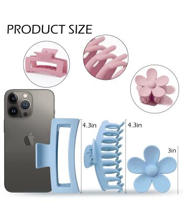 12 Pack Large Flower Hair Claw Clips - Square Matte Strong Hold for Thick & Thin Hair - Cute Hair Clips for Women - Blue Pink Khaki - 3 Styles - Buy Online on GoSupps.com