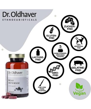 Dr. Oldhaver Acai Intensive - Highly Concentrated Acai Berry Capsules (120) with Green Tea Extract & Vitamin C | Gluten & Lactose Free for Energy Metabolism - Buy Online on GoSupps.com